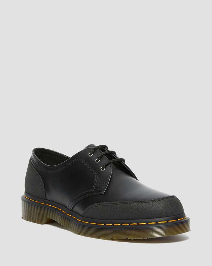 Dr Martens Mens 1461 Guard Panel Leather Oxfords Black - 01245ETIZ